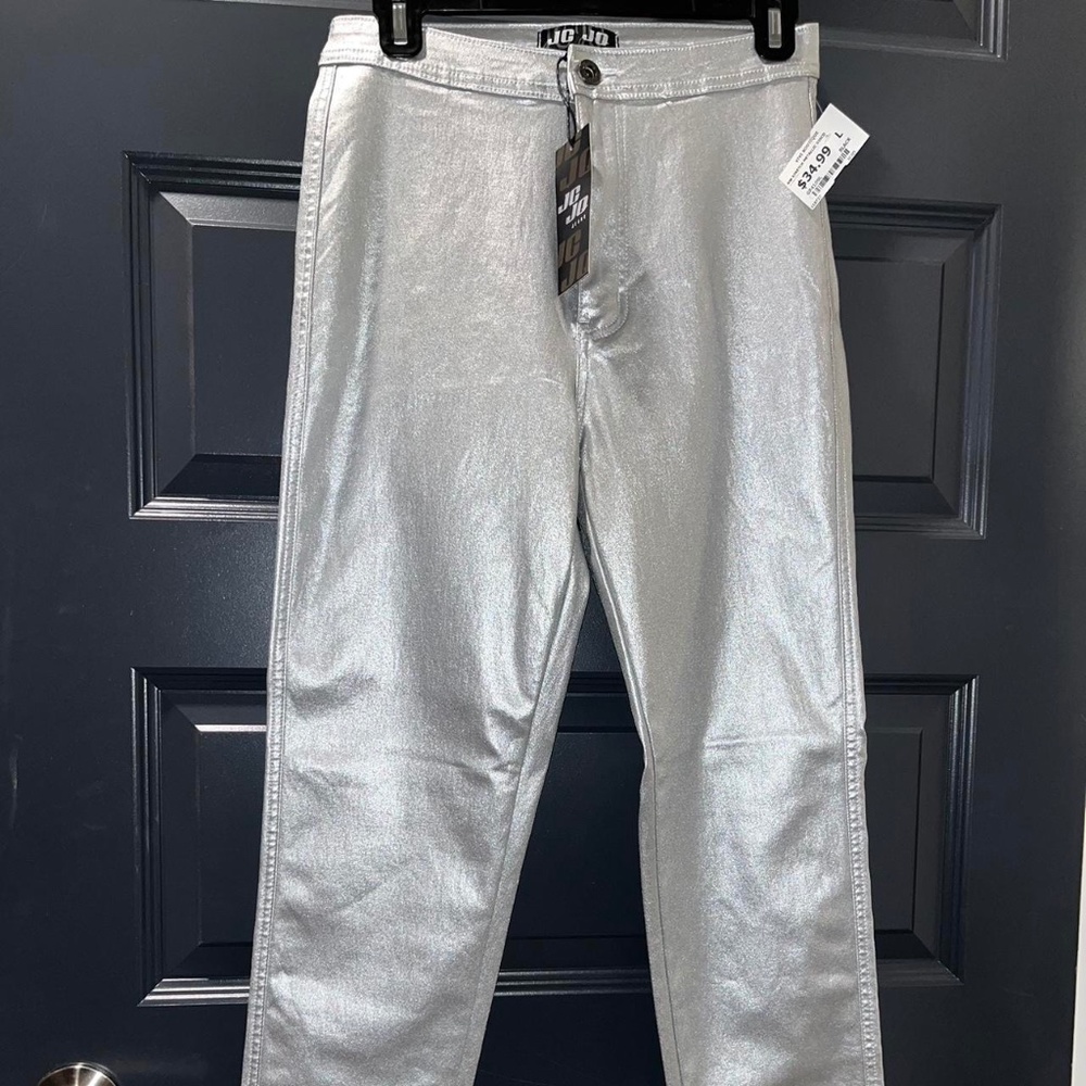 SILVER METALLIC PANTS SIZE: LARGE